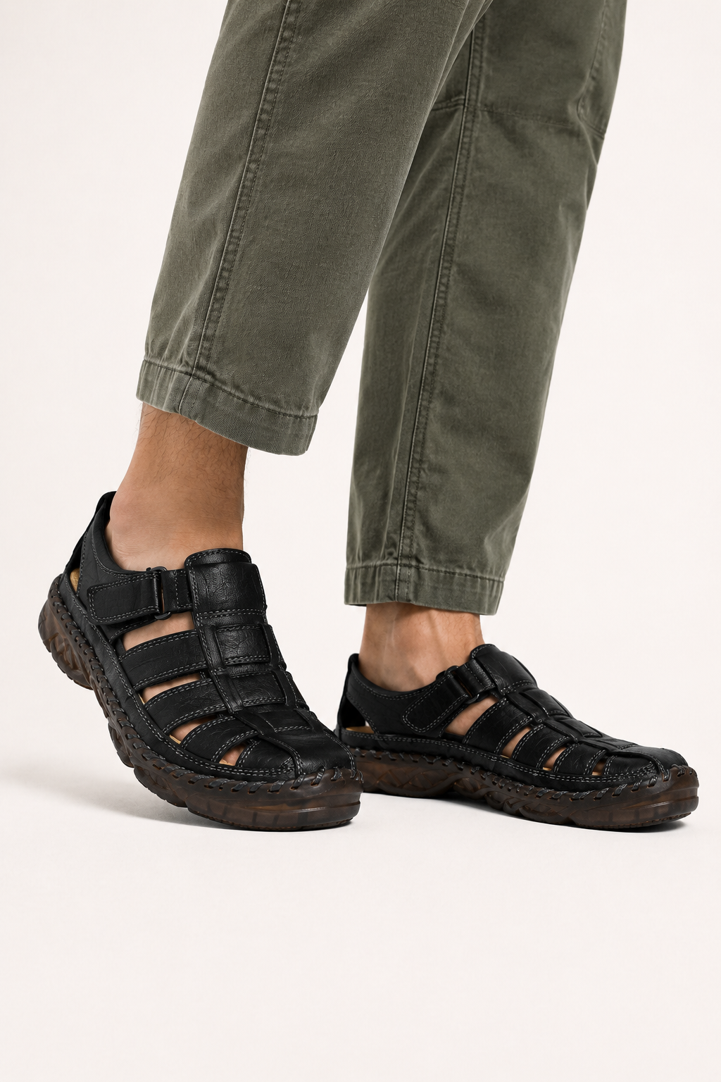 Sandalias hombre cerradas tiras anchas velcro suela gruesa caminata - Oskar
