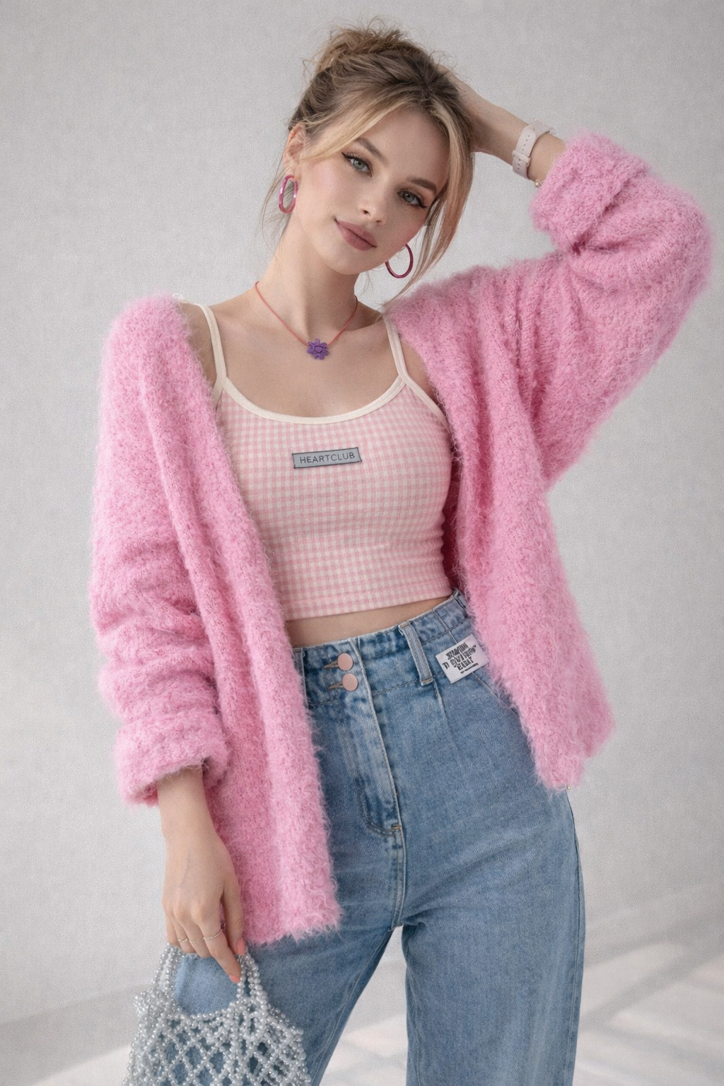 Cárdigan de punto para mujer con escote en v tejido suave y ligero para uso diario