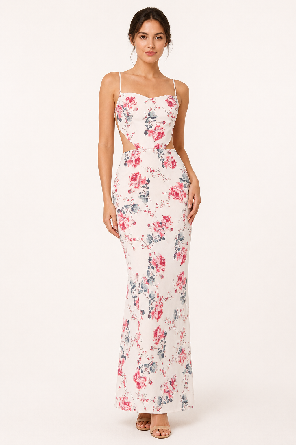 Vestido largo mujer floral tirantes finos escote suave romántico - Frieda