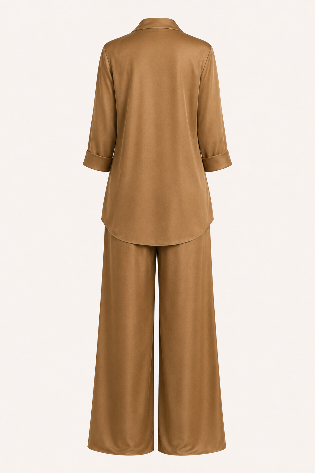 Conjunto mujer blusa cruzada satén pantalón pierna ancha oficina - Kerstin