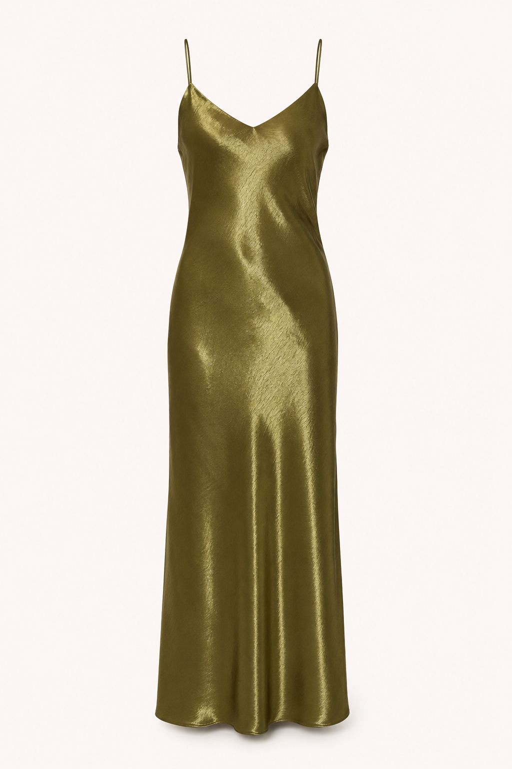 Vestido midi lencero mujer satinado tirantes finos escote V liso - Leni