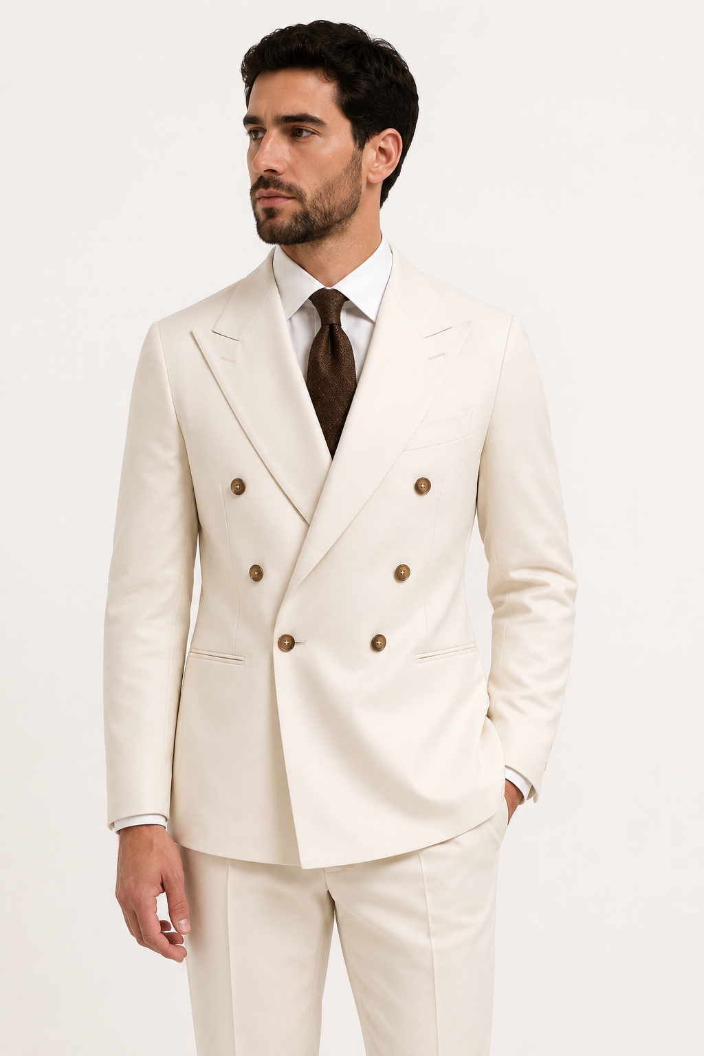 Traje hombre dos piezas americana cruzada corte italiano solapas - Lars