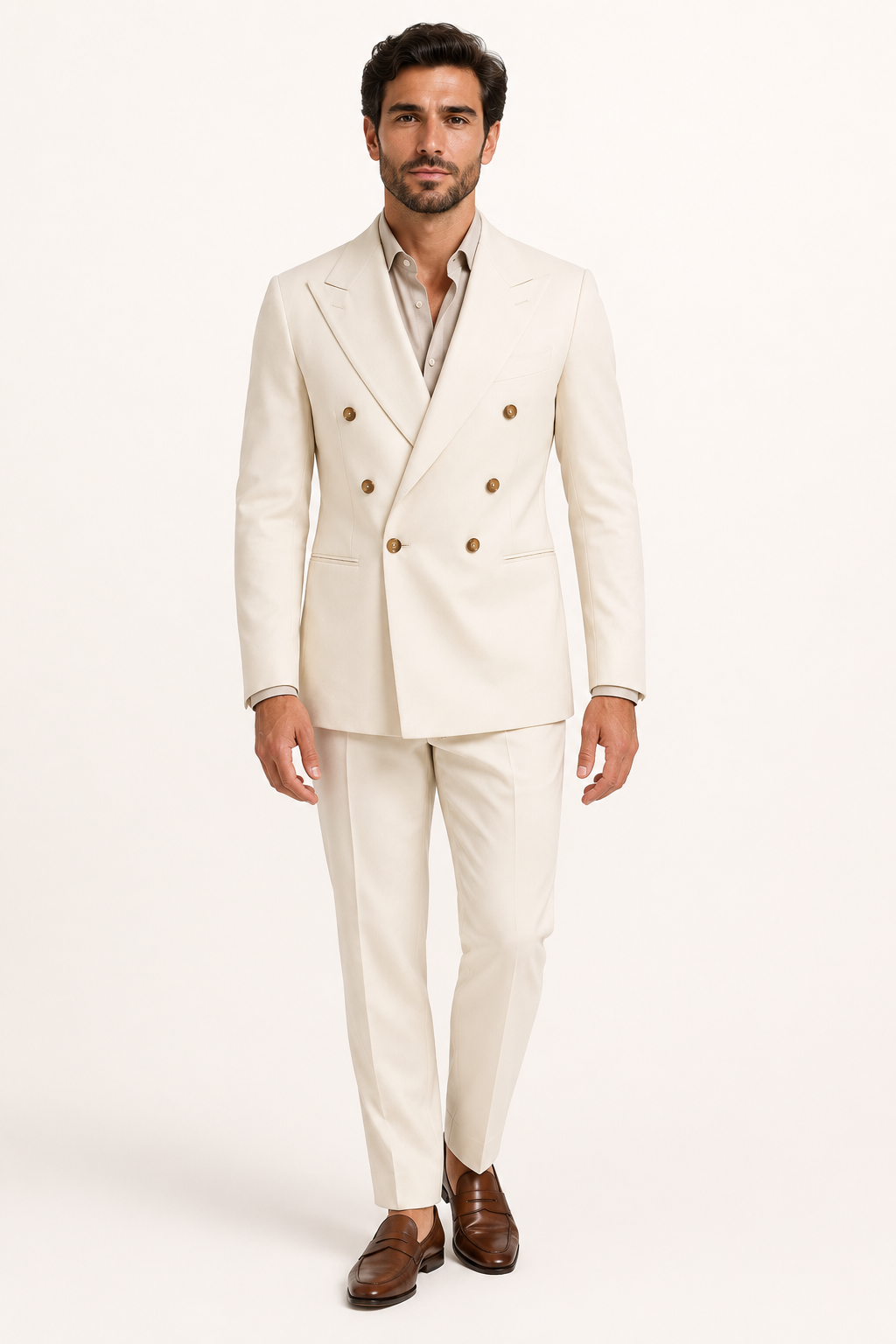 Traje hombre dos piezas americana cruzada corte italiano solapas - Lars