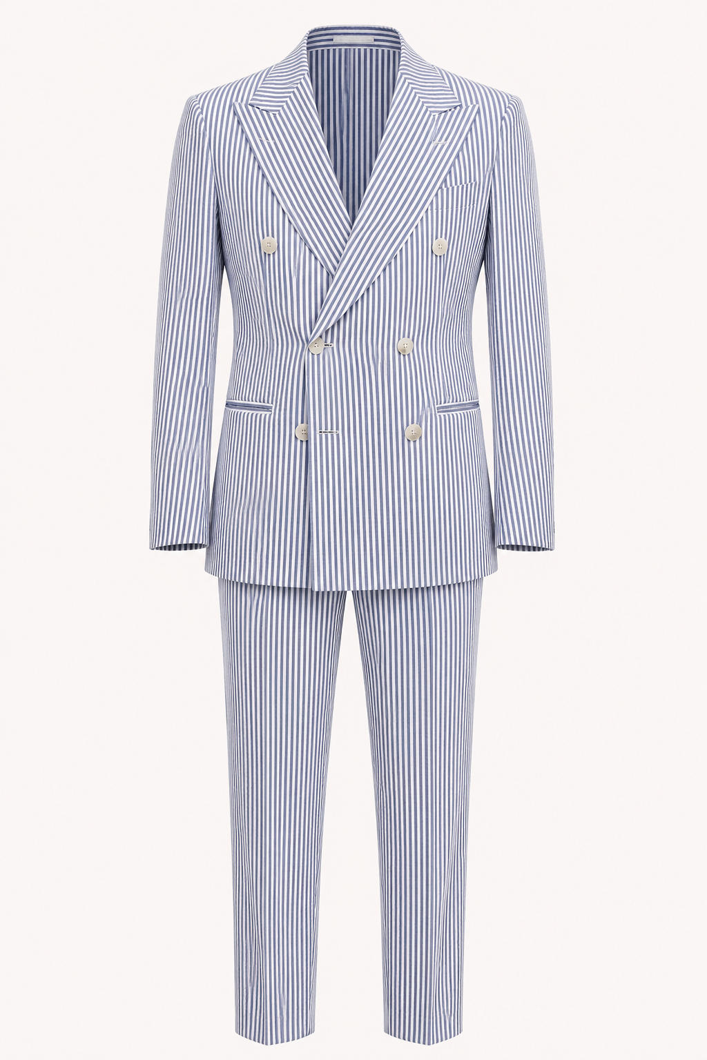 Traje hombre rayas dos piezas americana cruzada pantalón recto clásico - Emil