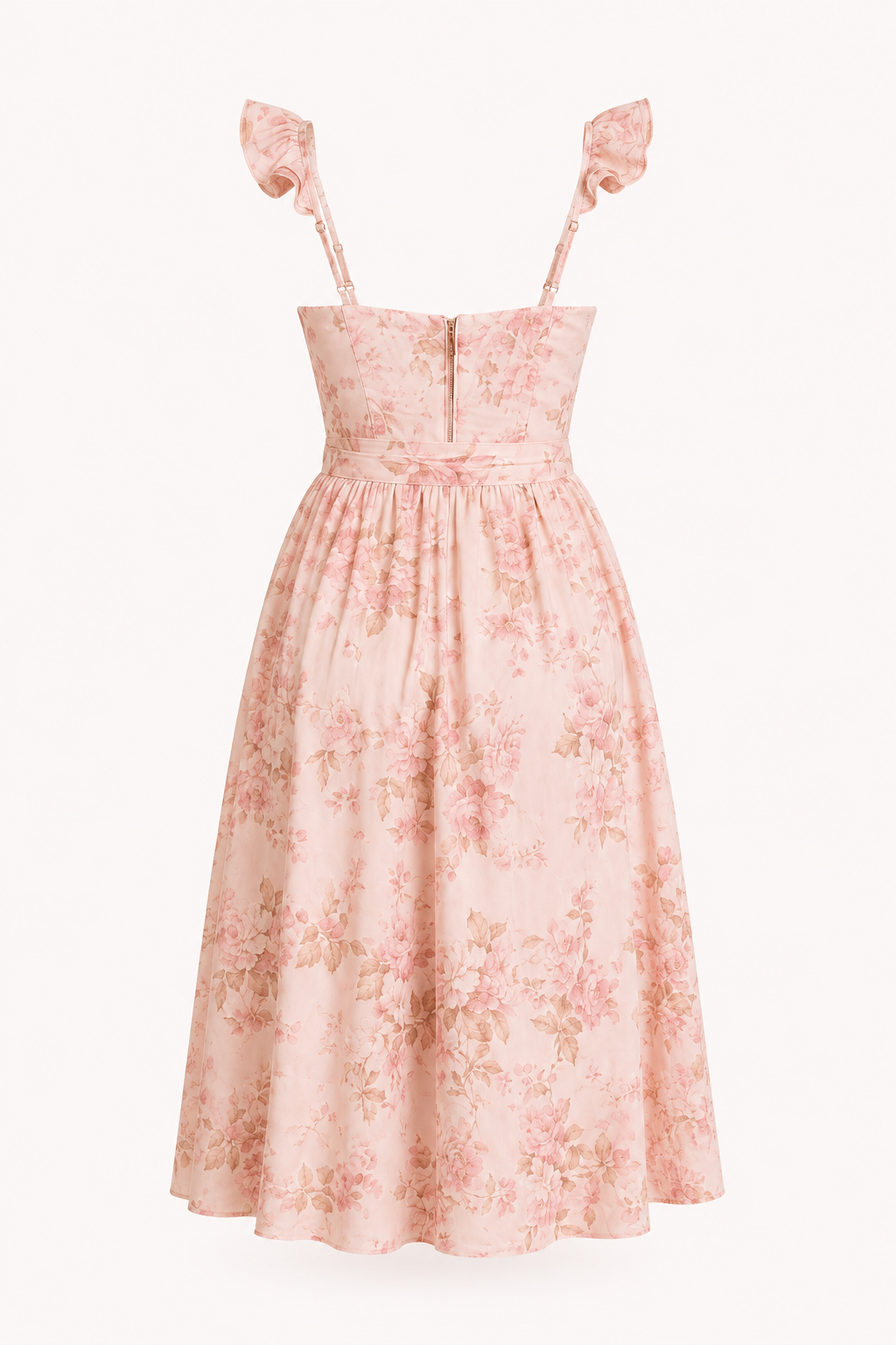 Vestido midi mujer floral escote corazón lazo cintura abertura - Käthe