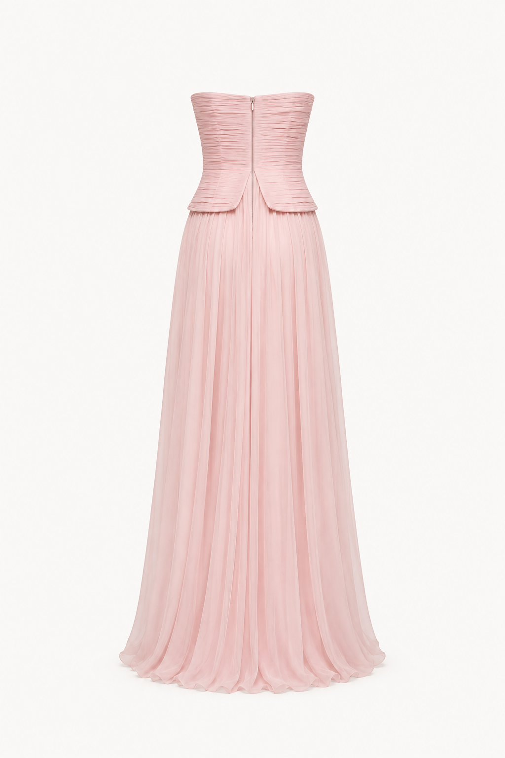 Vestido largo mujer strapless plisado abertura pecho falda amplia - Enice