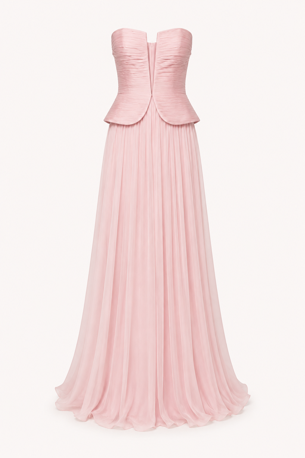 Vestido largo mujer strapless plisado abertura pecho falda amplia - Enice