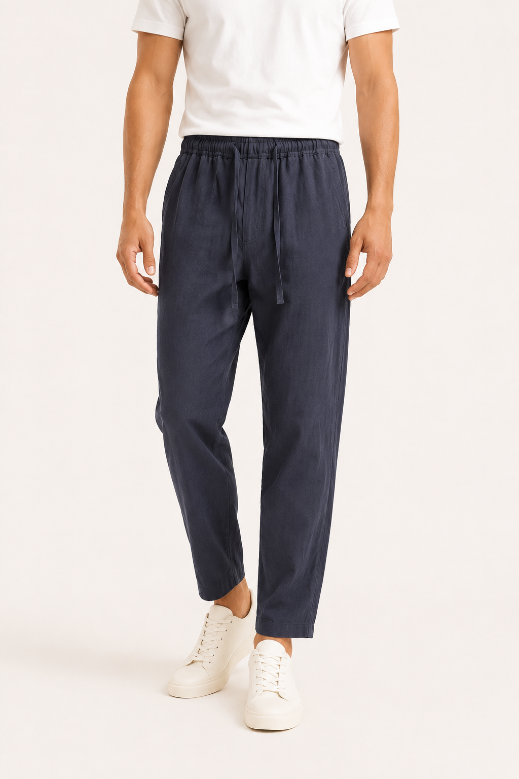 Pantalón hombre lino casual cintura elástica cordón recto ligero verano - Jannik