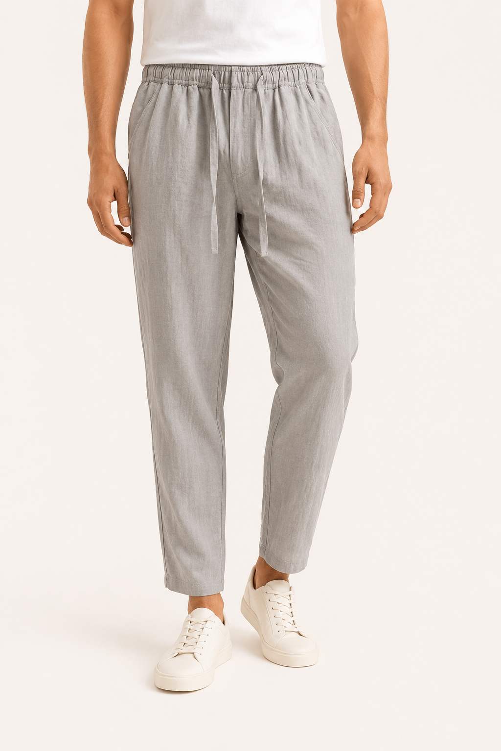 Pantalón hombre lino casual cintura elástica cordón recto ligero verano - Jannik