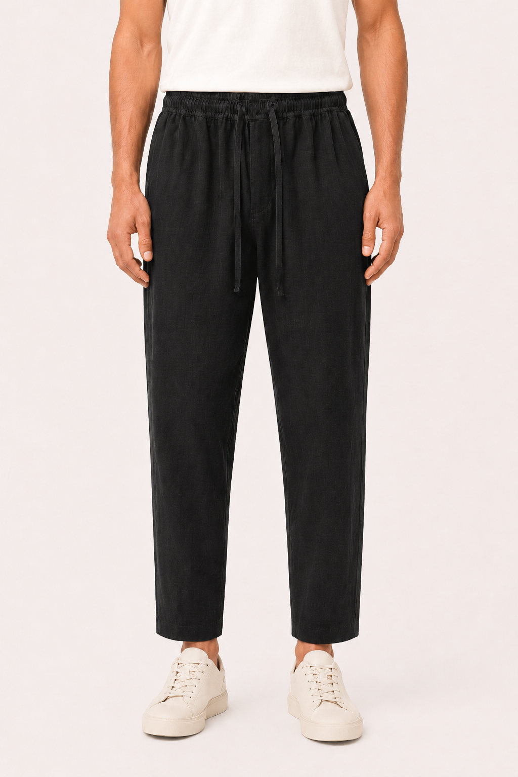 Pantalón hombre lino casual cintura elástica cordón recto ligero verano - Jannik