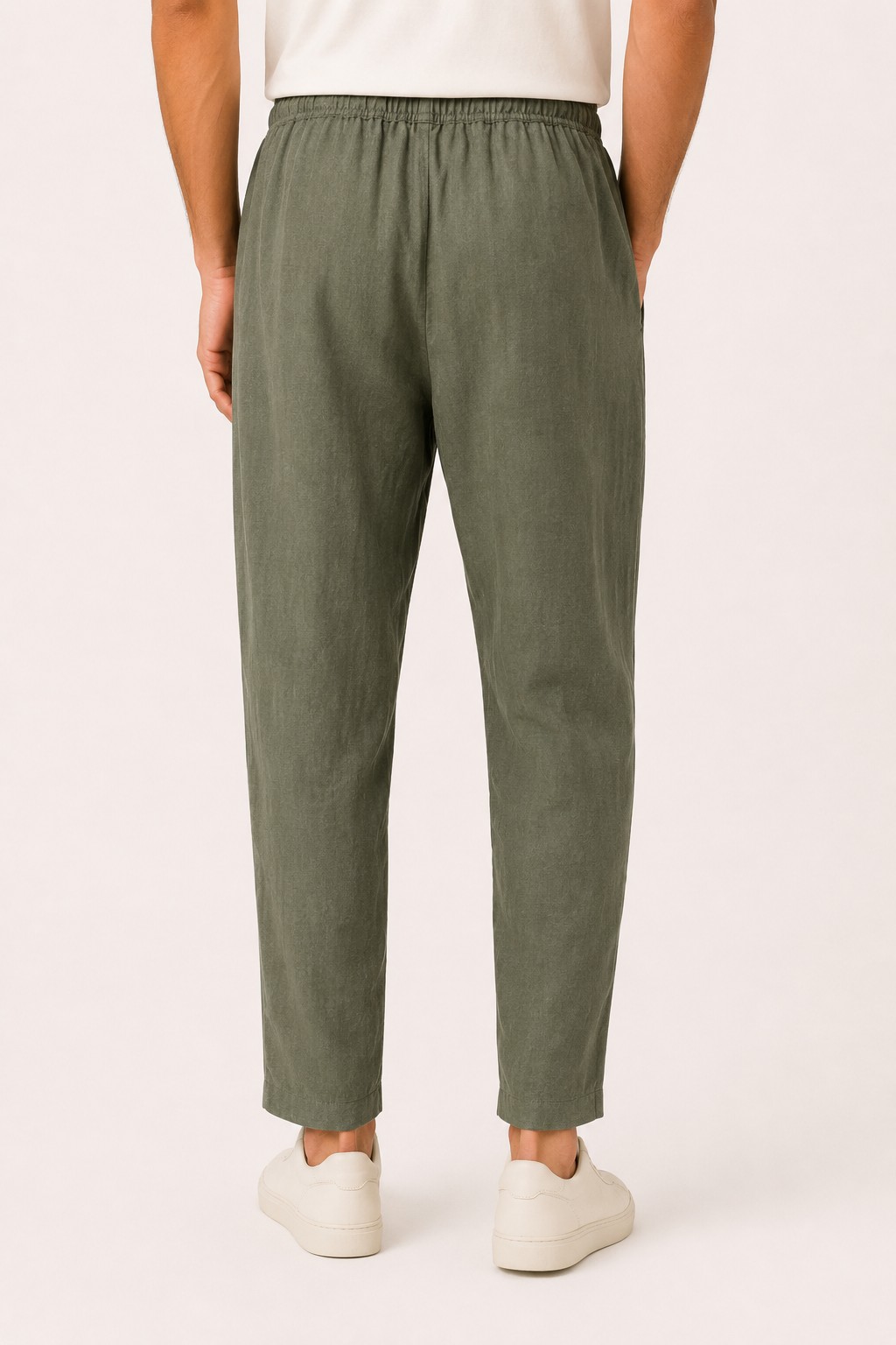 Pantalón hombre lino casual cintura elástica cordón recto ligero verano - Jannik