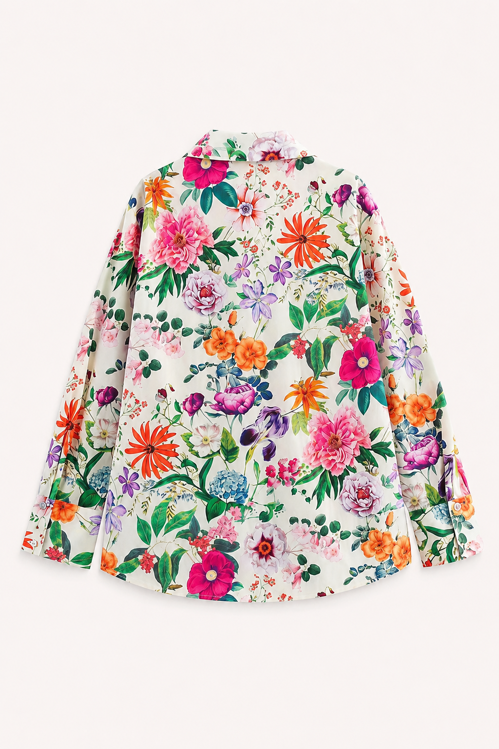 Blusa mujer floral cuello camisero manga larga botones corte recto - Katrin