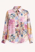 Blusa mujer estampada cuello camisero manga larga botones caída uniforme - Laura