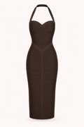 Vestido bandage midi mujer escote halter copas marcadas corte ceñido - Erika