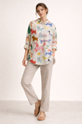 Blusa mujer estampado animal print manga larga botones casual - Gerlinde