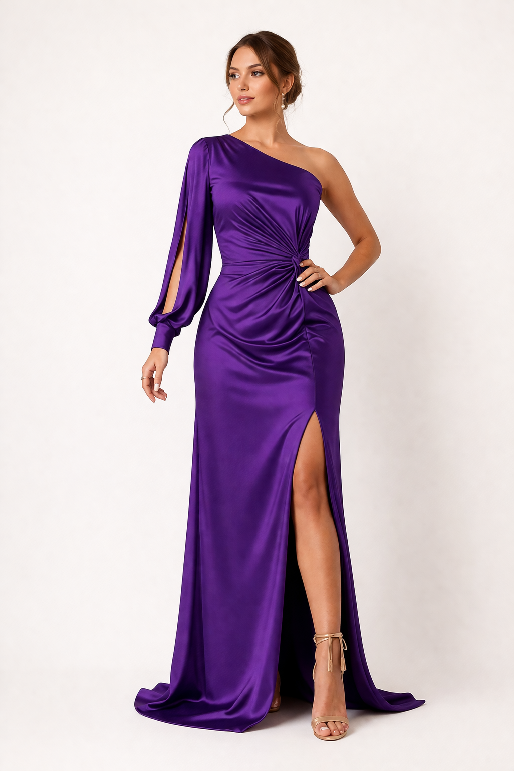 Vestido largo un hombro mujer caída fluida eventos noche - Hanna