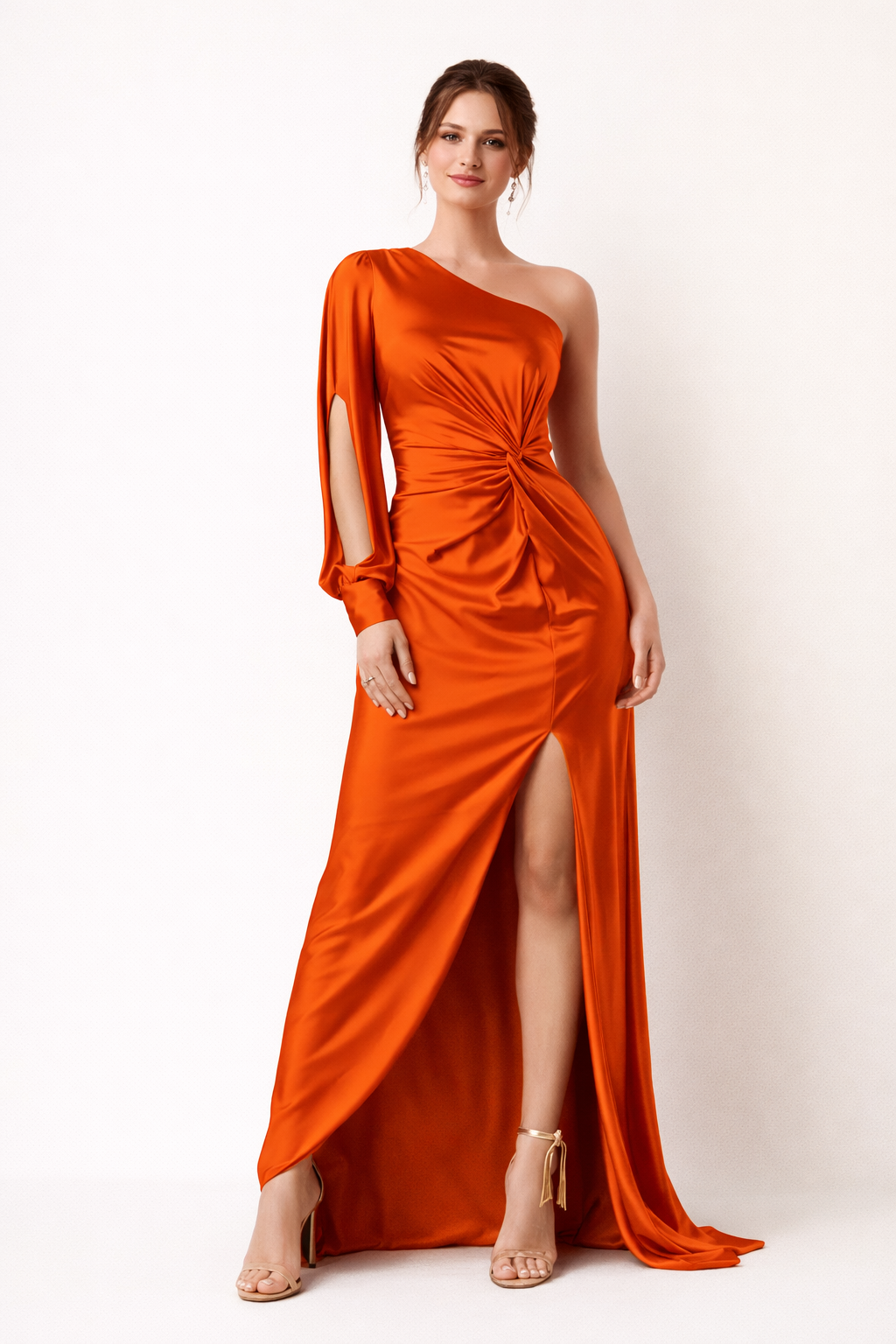 Vestido largo un hombro mujer caída fluida eventos noche - Hanna