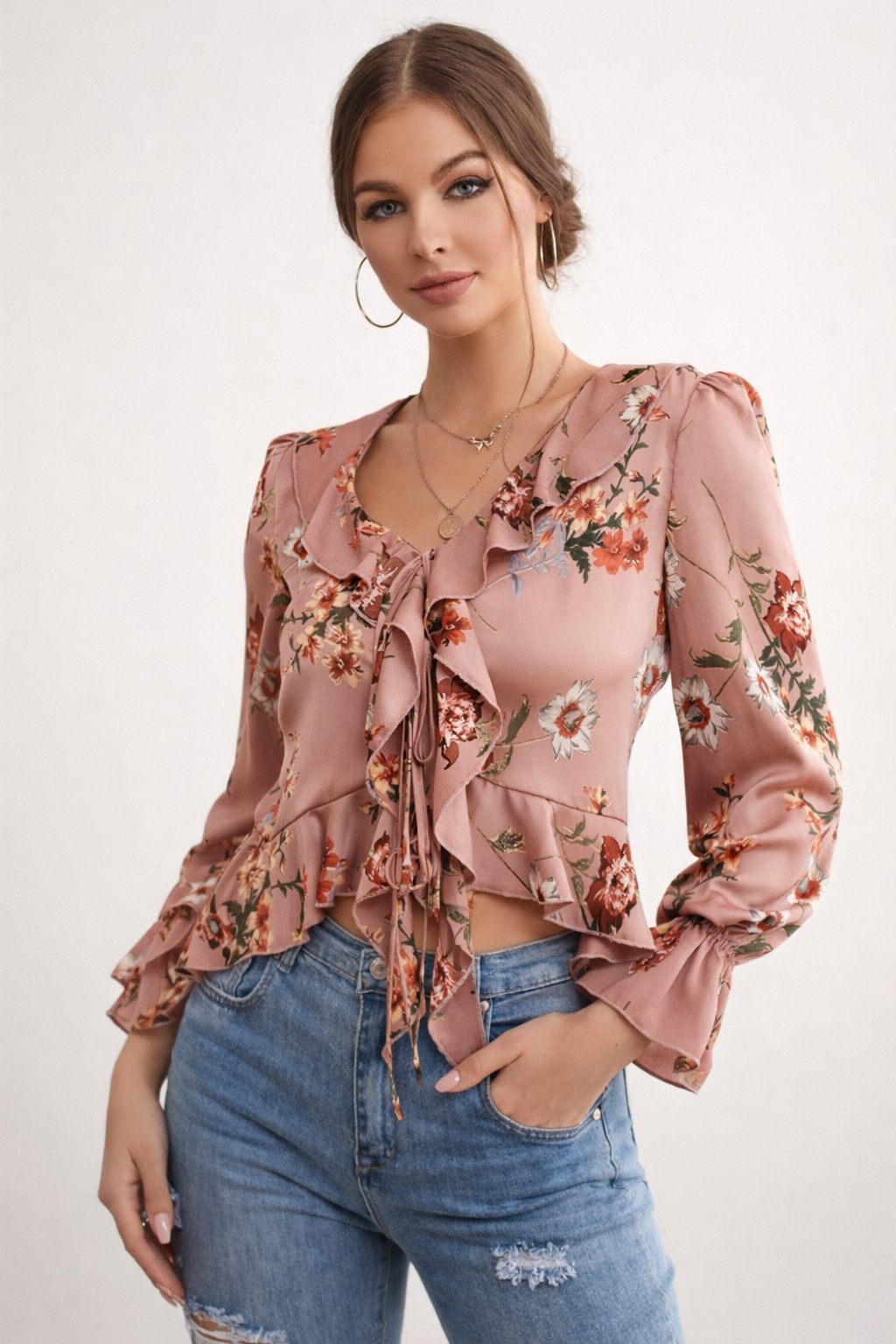 Blusa para mujer estampada floral con volantes - Lily