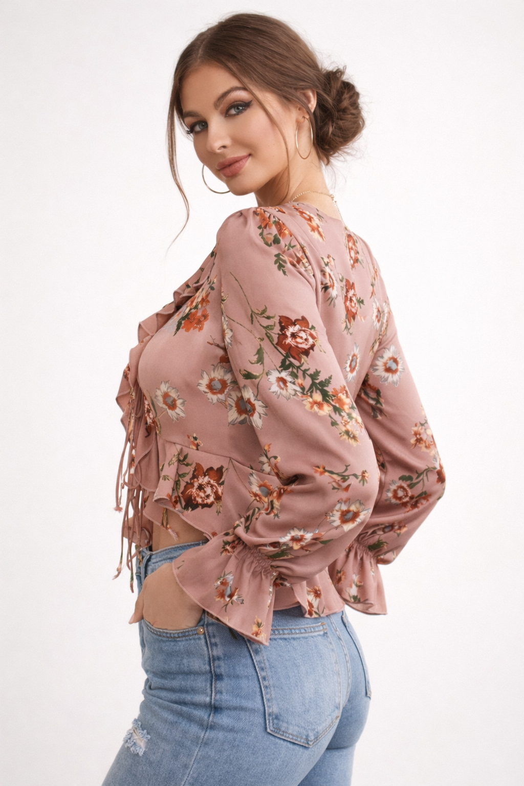 Blusa para mujer estampada floral con volantes - Lily