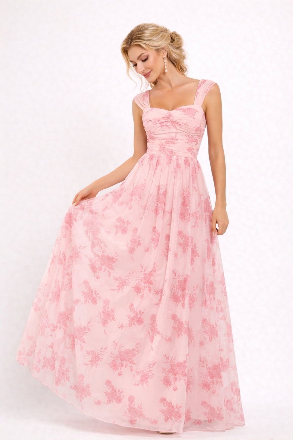 Vestido largo para mujer estampado floral elegante - Katherine