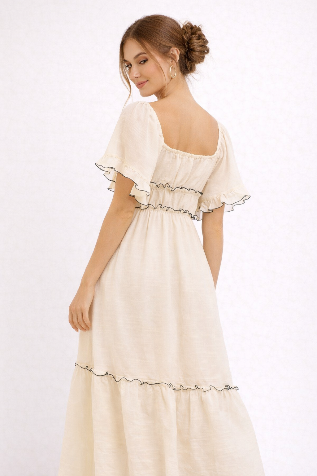 Vestido largo midi para mujer estilo romántico elegante - Elisa