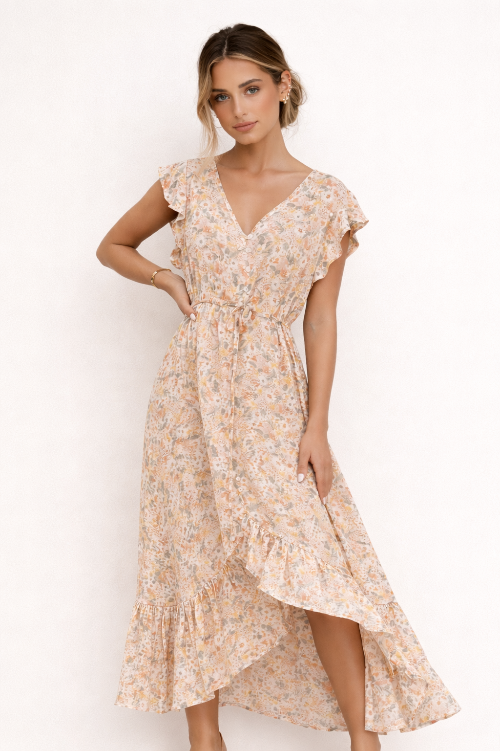 Vestido midi largo para mujer estampado floral elegante - Paula
