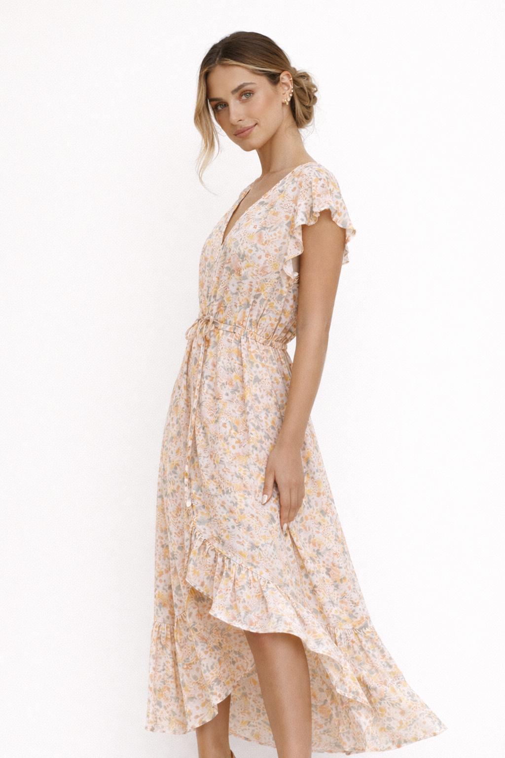 Vestido midi largo para mujer estampado floral elegante - Paula