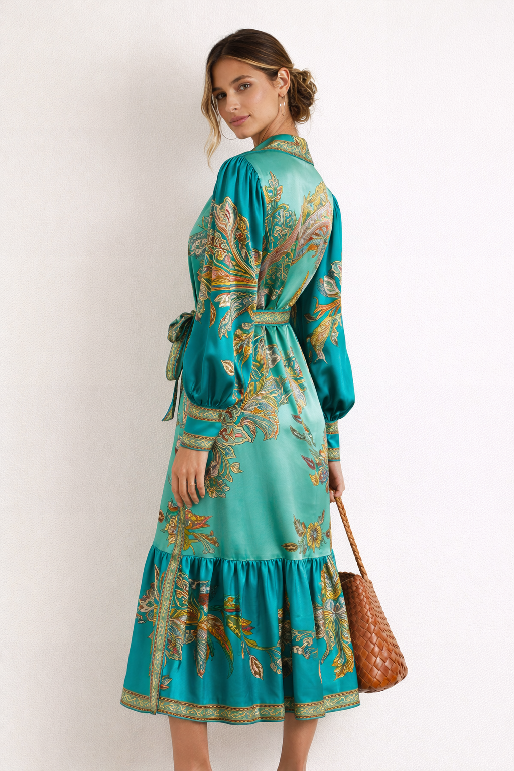 Vestido largo midi para mujer estampado boho - Daniela