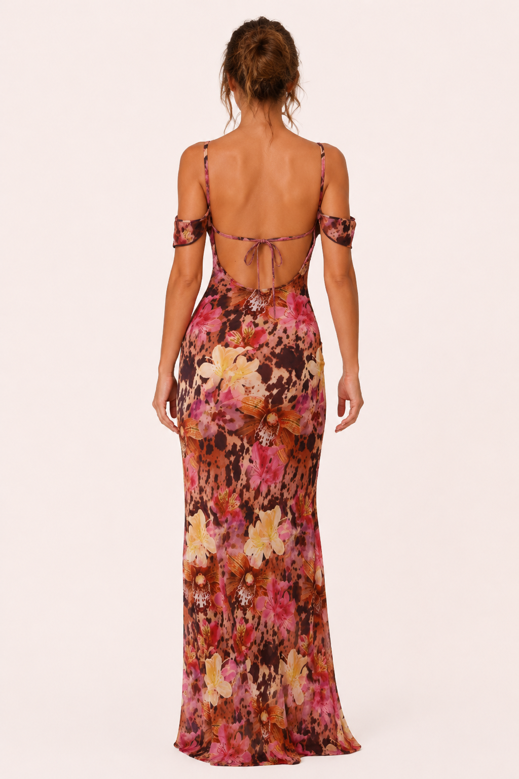 Vestido largo floral mujer hombros descubiertos escote bardot volante busto - Käthe