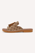 Sandalias planas mujer slide banda ancha estampada borlas decorativas - Meike
