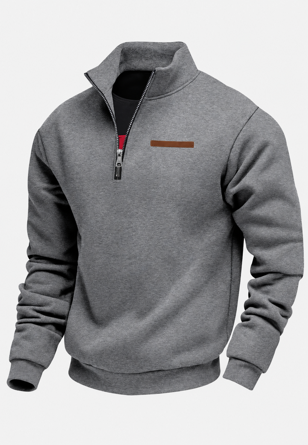 Sudadera hombre media cremallera detalle horizontal pecho canalé cuello ajustable - Nereo