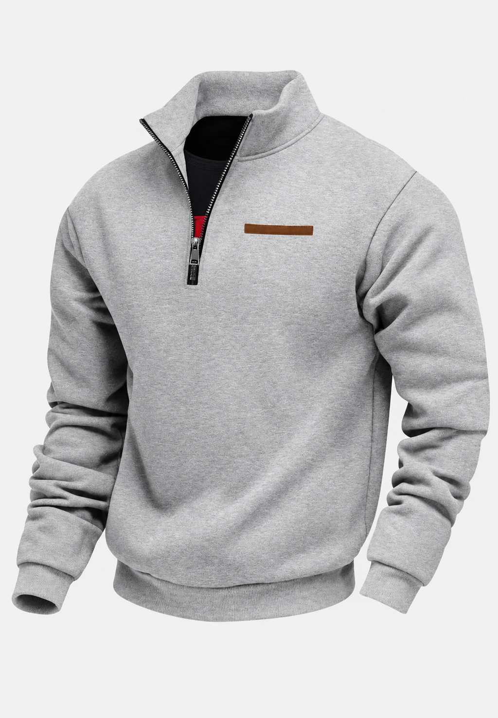 Sudadera hombre media cremallera detalle horizontal pecho canalé cuello ajustable - Nereo