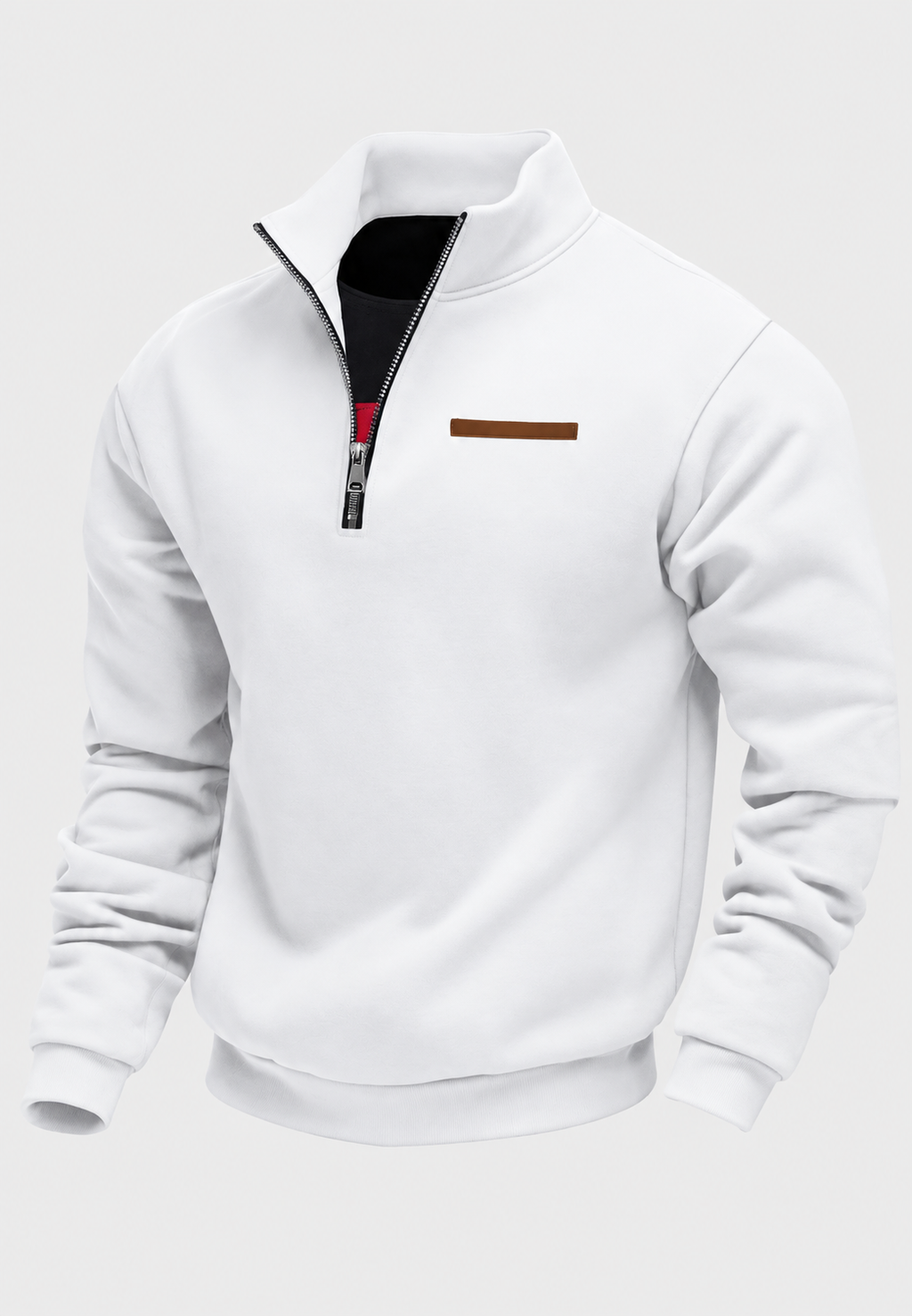Sudadera hombre media cremallera detalle horizontal pecho canalé cuello ajustable - Nereo