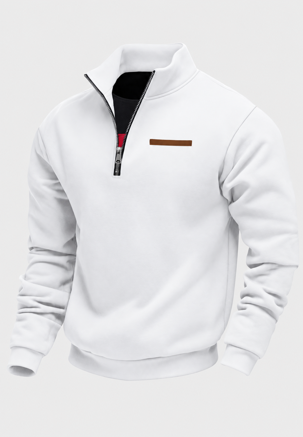 Sudadera hombre media cremallera detalle horizontal pecho canalé cuello ajustable - Nereo