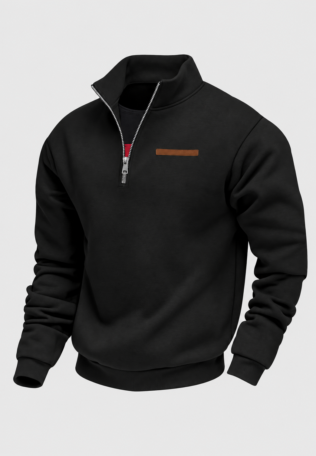 Sudadera hombre media cremallera detalle horizontal pecho canalé cuello ajustable - Nereo