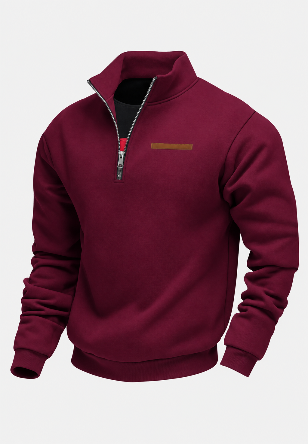 Sudadera hombre media cremallera detalle horizontal pecho canalé cuello ajustable - Nereo