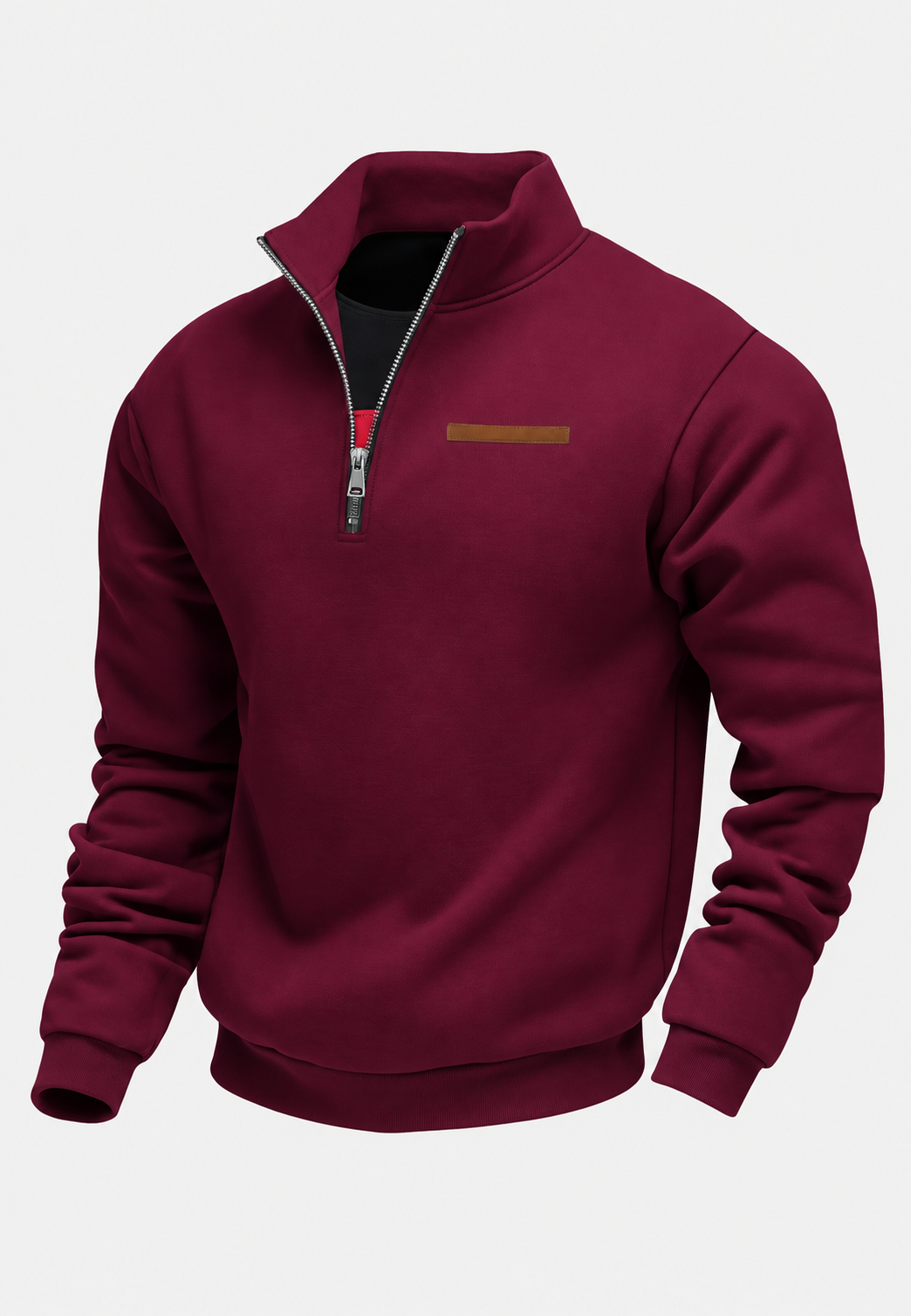 Sudadera hombre media cremallera detalle horizontal pecho canalé cuello ajustable - Nereo