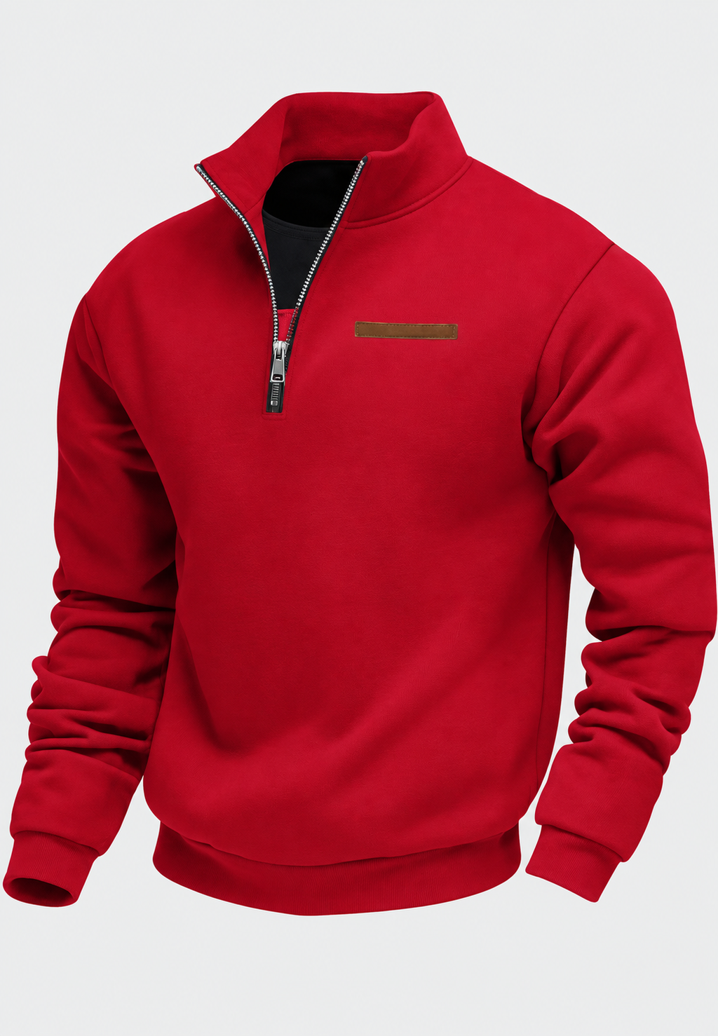 Sudadera hombre media cremallera detalle horizontal pecho canalé cuello ajustable - Nereo