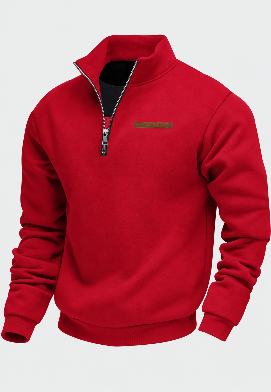 Sudadera hombre media cremallera detalle horizontal pecho canalé cuello ajustable - Nereo