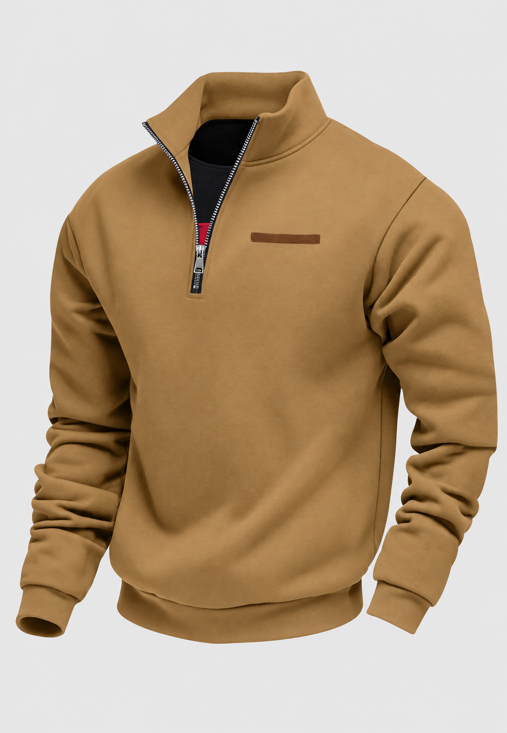 Sudadera hombre media cremallera detalle horizontal pecho canalé cuello ajustable - Nereo