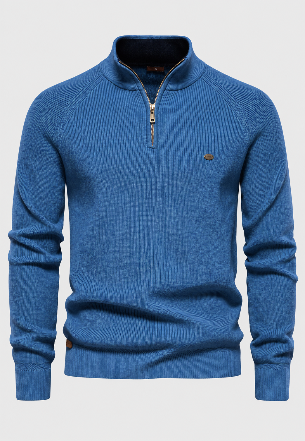 Jersey hombre media cremallera cuello alto manga raglán forma natural otoño - Aurel