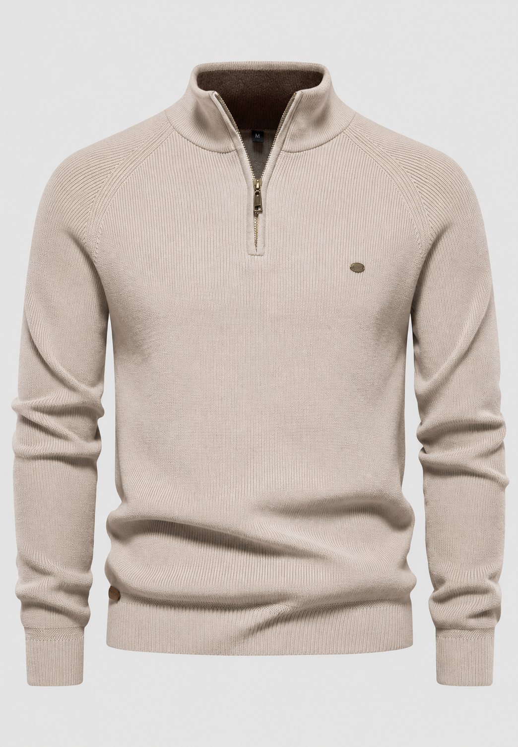 Jersey hombre media cremallera cuello alto manga raglán forma natural otoño - Aurel