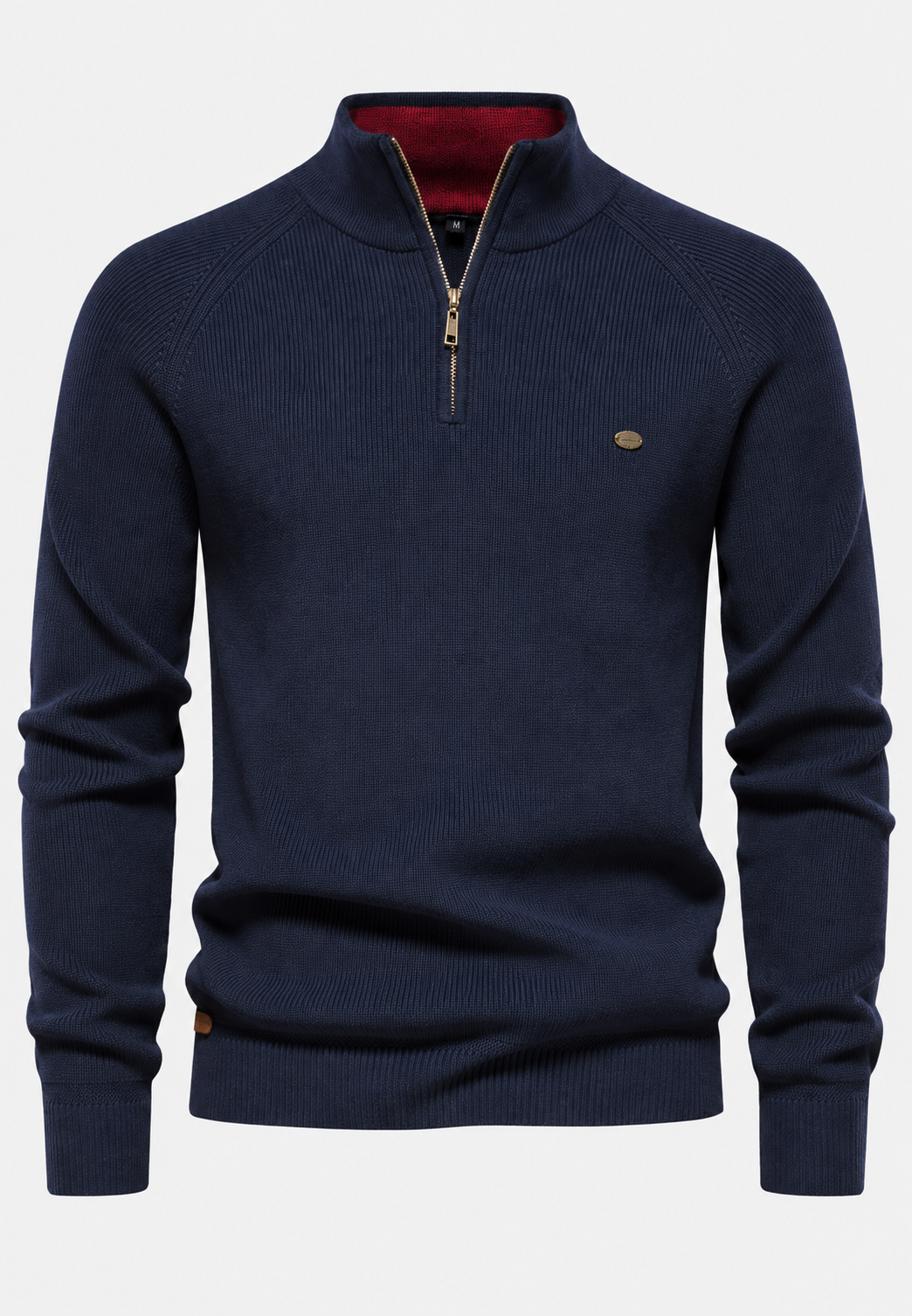 Jersey hombre media cremallera cuello alto manga raglán forma natural otoño - Aurel