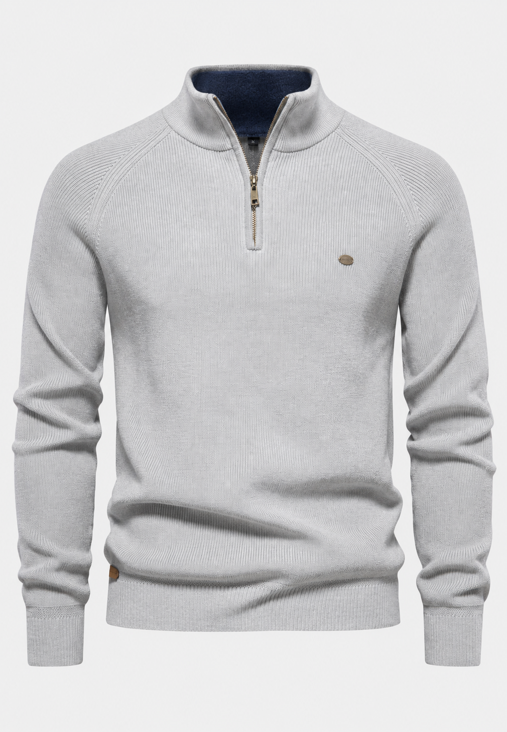 Jersey hombre media cremallera cuello alto manga raglán forma natural otoño - Aurel