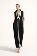 Vestido largo con escote en V y silueta fluida para mujer - Sigrid