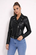 Cazadora de mujer estilo biker con bolsillos - Saelia