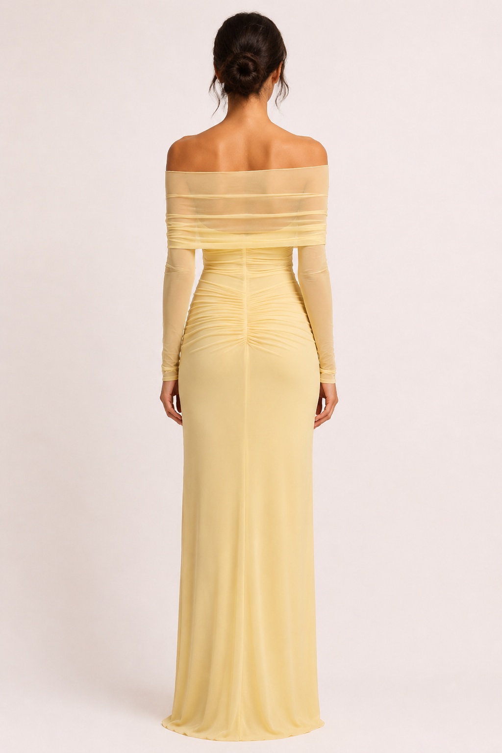 Vestido largo mujer boda hombros descubiertos cruzado abertura cintura - Helene