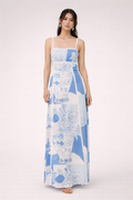 Vestido maxi estampado con encaje y tirantes para mujer - Isabella