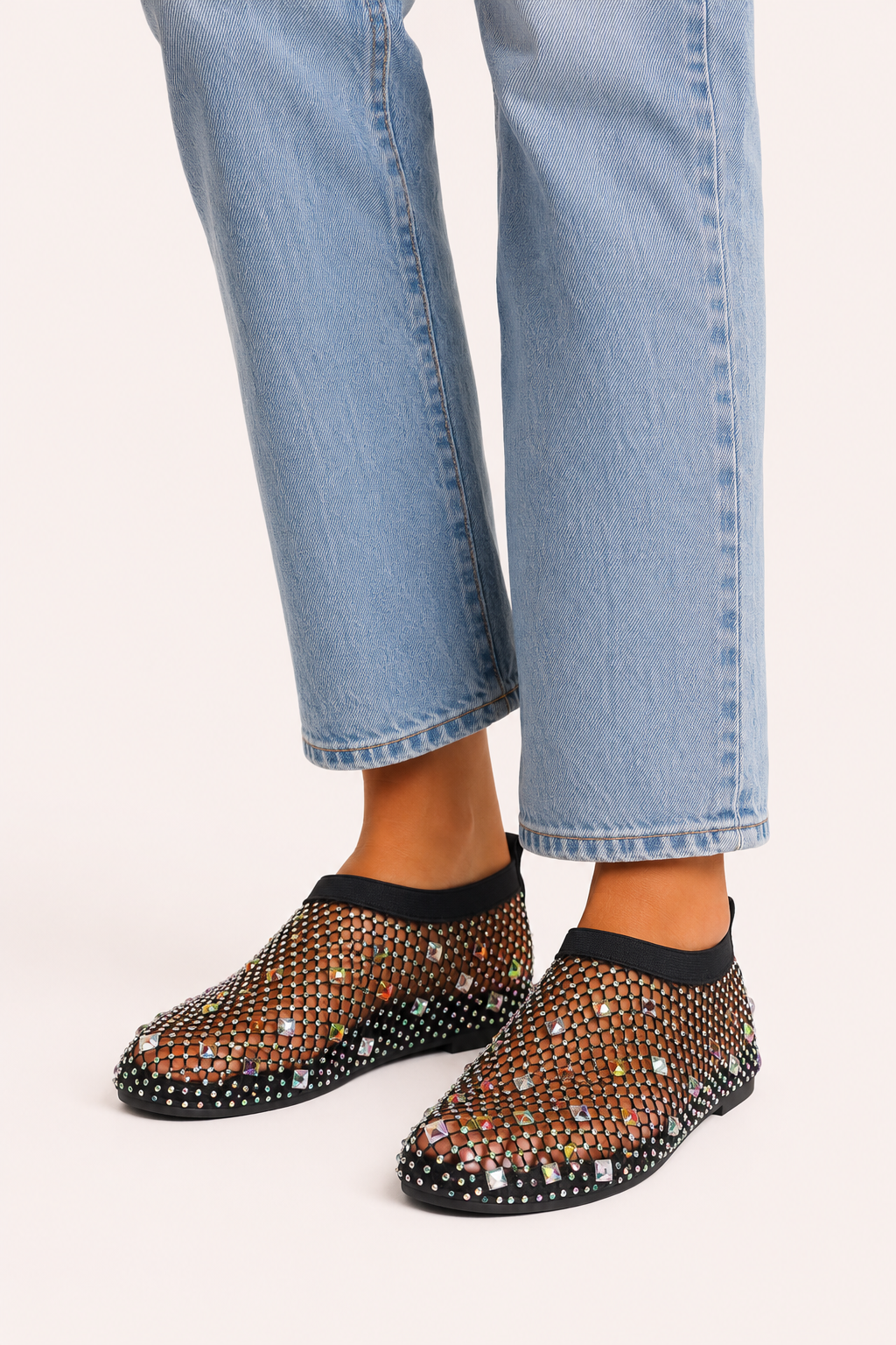 Zapatos planos mujer malla transparente pedrería frente elástico - Silja