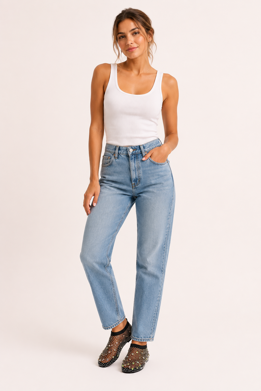 Zapatos planos mujer malla transparente pedrería frente elástico - Silja